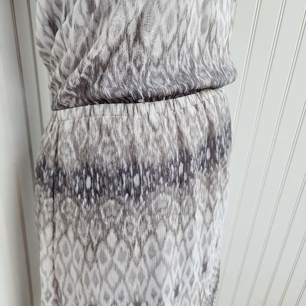 EXPRESS Sleeveless Gray Layered Dress Laced Neckline Elastic Waist Sz XS